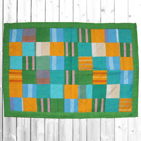 Barefoot handloom bath mat; patchwork - 6 designs
