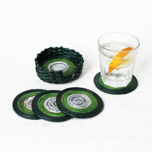 Newspaper coasters - set of 6 with holder, 10 colour options