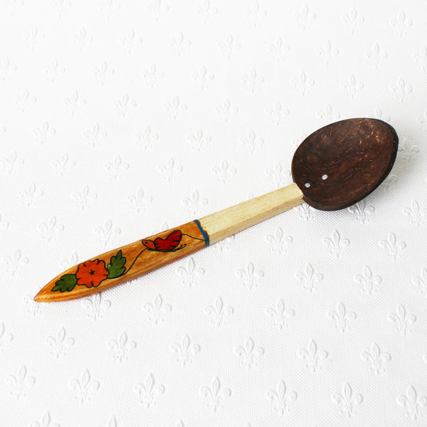 coconut shell spoons with decorated handles - 6 designs