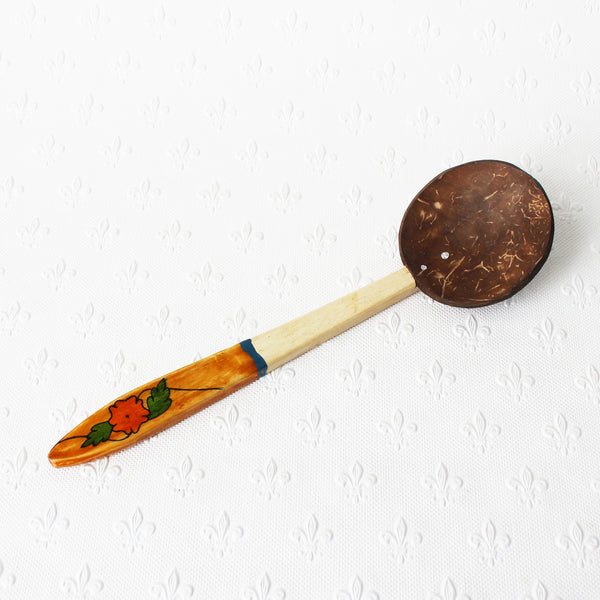 coconut shell spoons with decorated handles - 6 designs