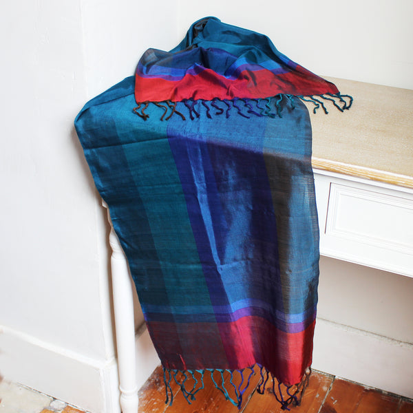 Barefoot silk and cotton scarf with tassels - 9 designs
