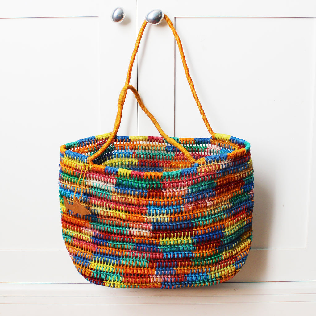 bike bags made from recycled fish nets Upcycled fishing net market bags