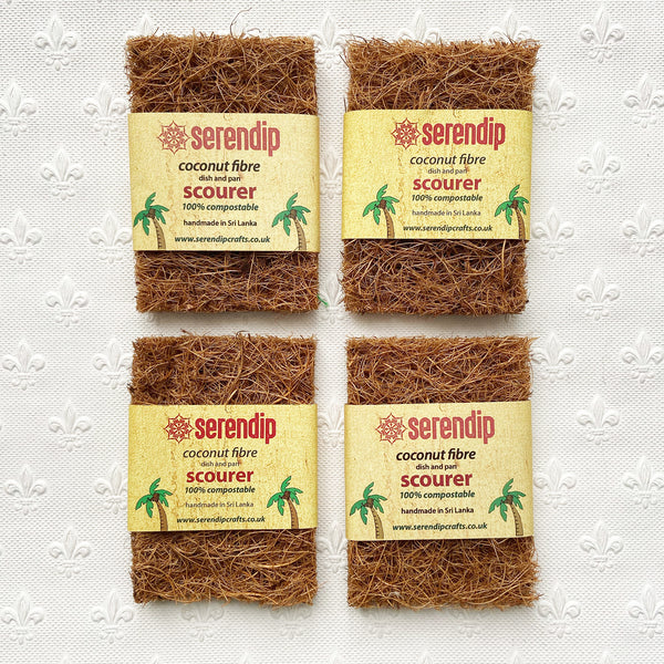 Coconut fibre scourers - pair