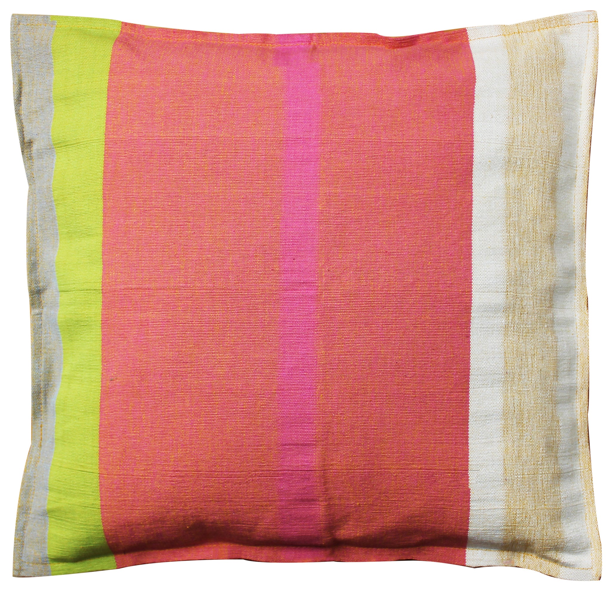 Barefoot handloom cushion cover - watermelon-pistachio