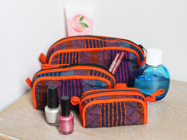 Barefoot handwoven washbags, set of three - 6 colours
