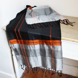 Barefoot silk and cotton scarf with tassels - 9 designs