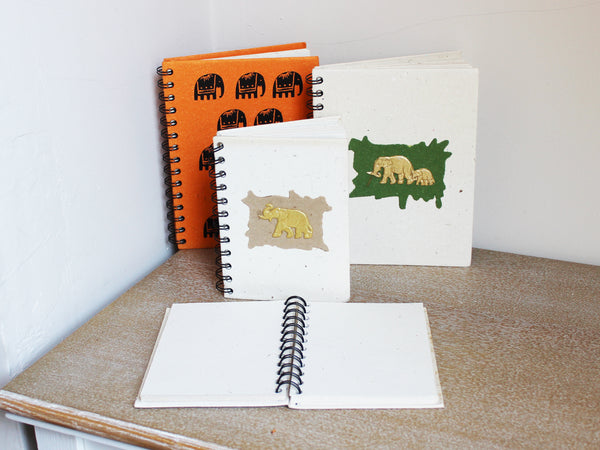 Notebooks made from elephant dung paper; spiral-bound - 2 sizes