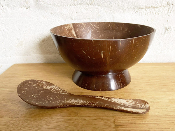 Coconut shell serving bowl & spoon