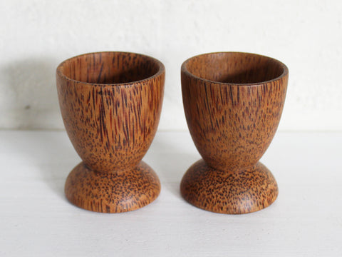 Coconut wood egg cups - pair