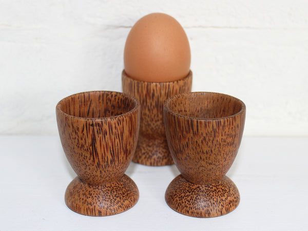 Coconut wood egg cups - pair