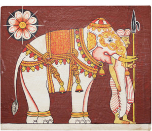 Painting on reclaimed wooden panel - ceremonial elephant