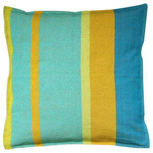 Barefoot handloom cushion cover - blue-ochre