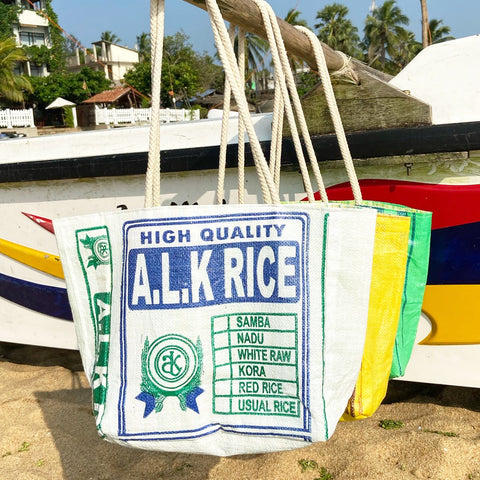 Rice sack beach tote bag - 9 designs