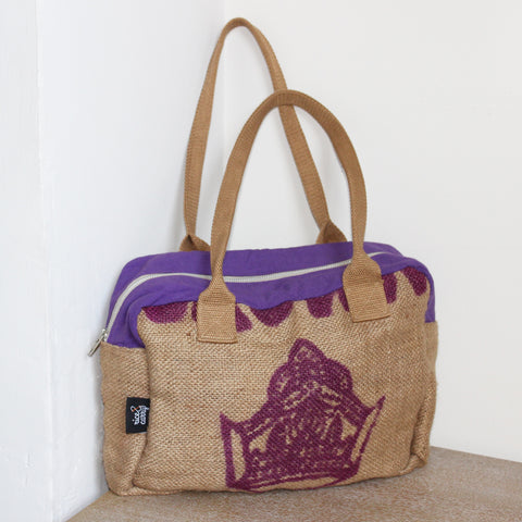 Hessian / jute / burlap handbag - upcycled sack; 3 colours