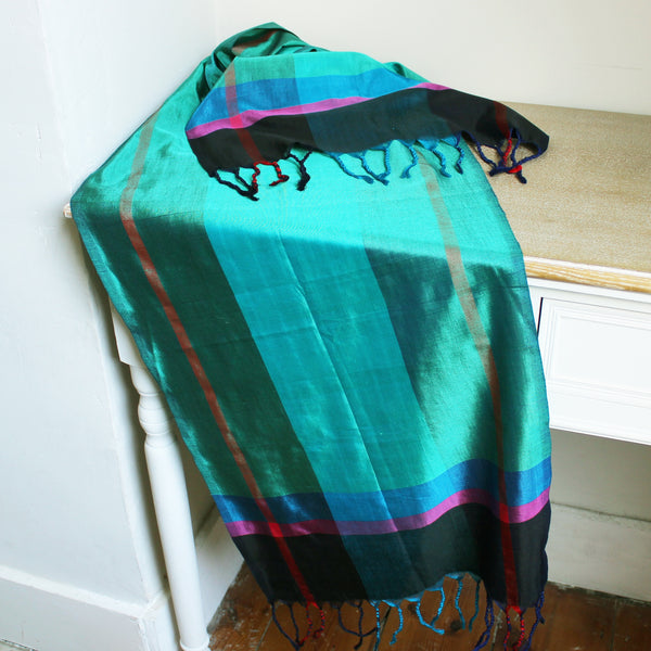 Barefoot silk and cotton scarf with tassels - 8 designs