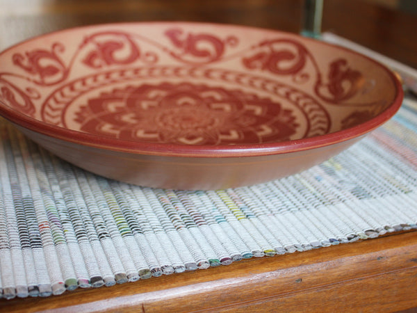 Newspaper and cotton woven placemats