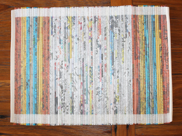 Newspaper and cotton woven placemats