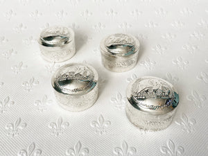 Pill box - embossed silver plate