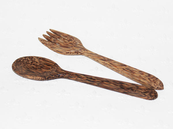 Coconut wood spoon and fork set